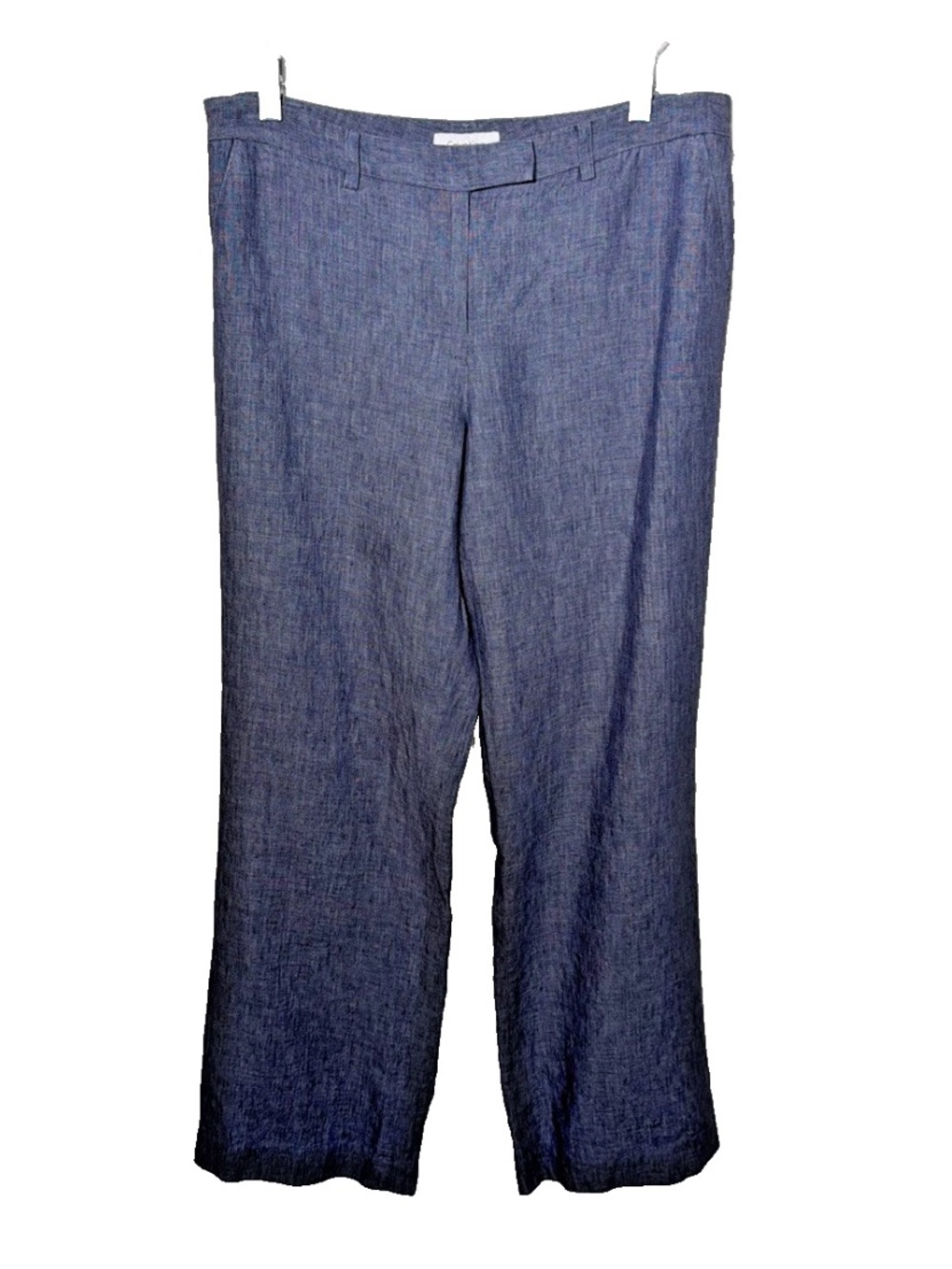 Calvin Klein Blue 100% Linen Dress Pants Wide Leg Trousers